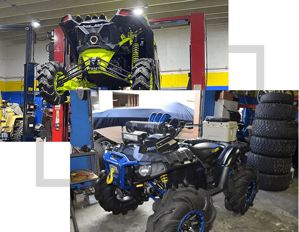 ATV in a garage